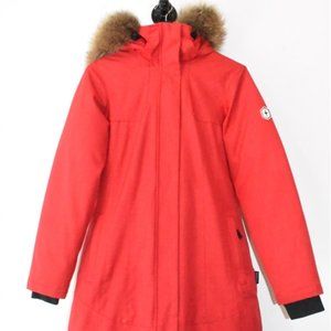 Women's Quartz Co Kimberly Red Down Parka Fur Hood Size Small